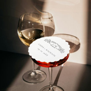 Dessous-de-verre En Papier Élégant & Chic mariage monogramme de crête botaniq