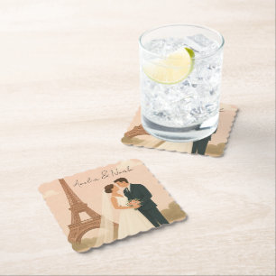 Dessous-de-verre En Papier Élégant Coaster de mariage à Paris – Tour Eiffel