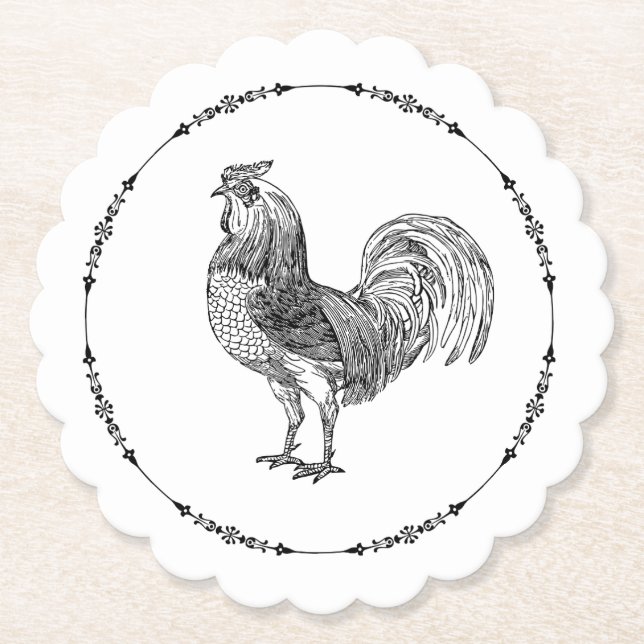 Dessous-de-verre En Papier Élégant coq (Devant)