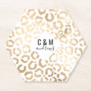 Dessous-de-verre En Papier Elegant Gold White Leopard Cheetah Animal Print