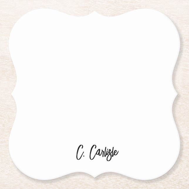 Dessous-de-verre En Papier Elegant Hand-Lettered Modern Script Personalized (Devant)