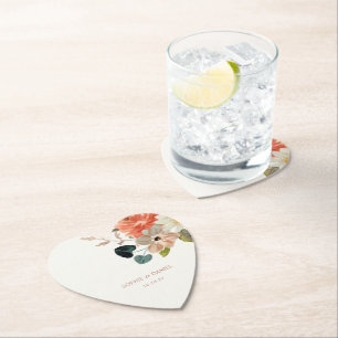 Dessous-de-verre En Papier Élégant Mariage d'initiaux en deux aquarelles flor