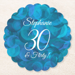 Dessous-de-verre En Papier Elégant Ocean Blue 30 & Flirty Birthday Party