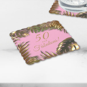 Dessous-de-verre En Papier Elegant Or Rose 50 Ans Fabulux Anniversaire