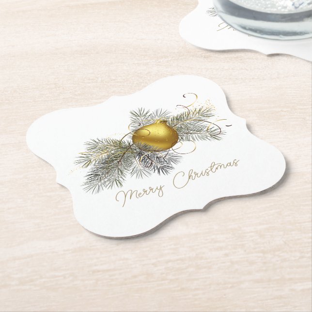 Dessous-de-verre En Papier Élégant ornement d'arbre de Noël (Incliné)