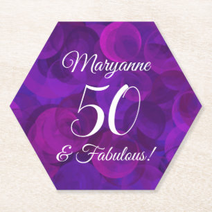 Dessous-de-verre En Papier Elégant Purple 50 et Fabuleux fête d'anniversaire