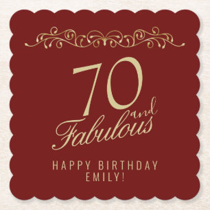Dessous-de-verre En Papier Elégant Red 70 et Fabulous 70th Birthday Party