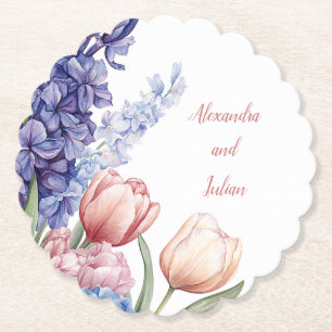 Dessous-de-verre En Papier Elegant round Floral Coaster