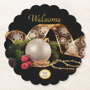 Dessous-de-verre En Papier Elégante Gold Silver Black Corporate Holiday Party