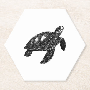 Dessous-de-verre En Papier Élégante Nage Vielle tortue d'eau Copier