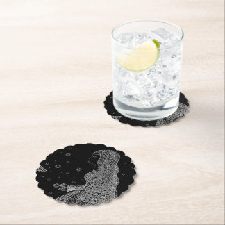 Dessous-de-verre En Papier Élégante silhouette de mariée en noir et blanc sur