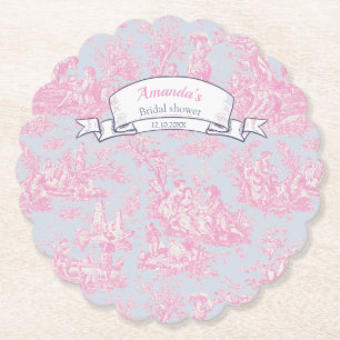 Dessous-de-verre En Papier Elégante toile rose vintage de jouy