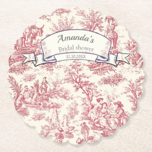 Dessous-de-verre En Papier Elégante toile rouge vintage de jouy
