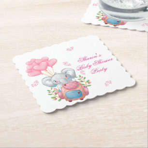 Dessous-de-verre En Papier Éléphant de bébé mignon et ballon   Baby Shower 