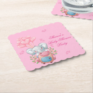 Dessous-de-verre En Papier Éléphant de bébé mignon et ballon Shower de bébé