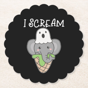 Dessous-de-verre En Papier Elephant Halloween Ghost I Scream Ice Wordplay
