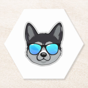 Dessous-de-verre En Papier Elkhound norvégien en lunettes de soleil Cool Clas