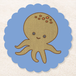 Dessous-de-verre En Papier Embroderie de caricature octopus mignonne Imprimer