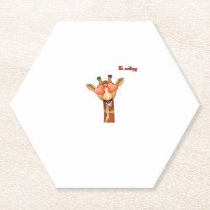 Dessous-de-verre En Papier emoji heureux yeux d'amour girafe visage