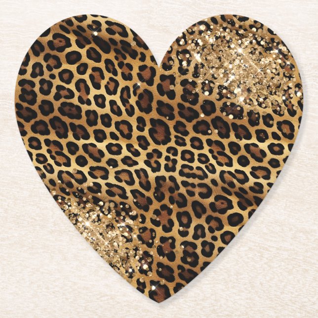 Dessous-de-verre En Papier Empreinte de léopard Gold Glitzy Parties scintilla (Devant)