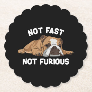 Dessous-de-verre En Papier English Bulldog Sleeping Not Fast Not Furious Funn