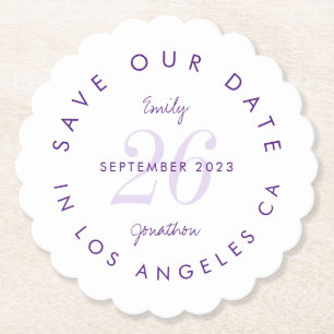 Dessous-de-verre En Papier Enregistrer la date teinte Jour Purple Typographiq