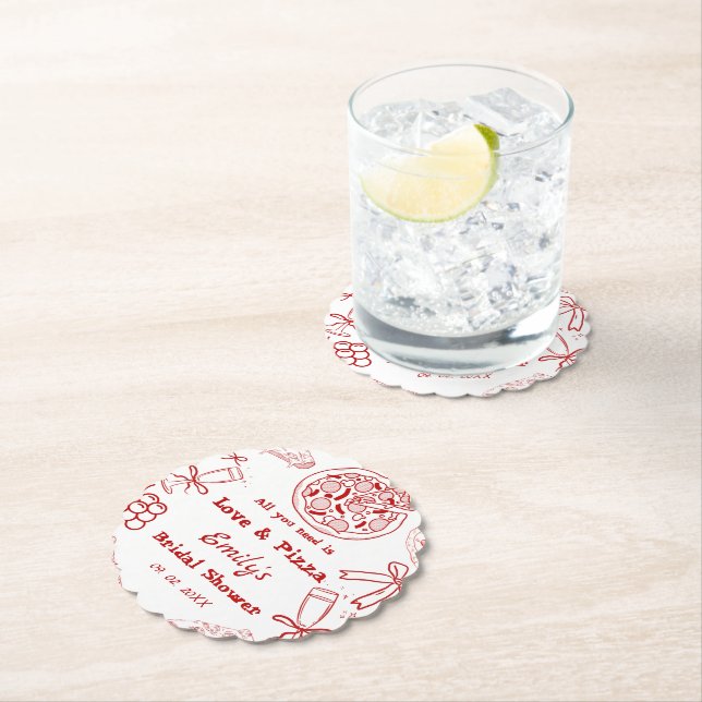 Dessous-de-verre En Papier Enterrement de vie de jeune fille dessinée à la ma (En situation)