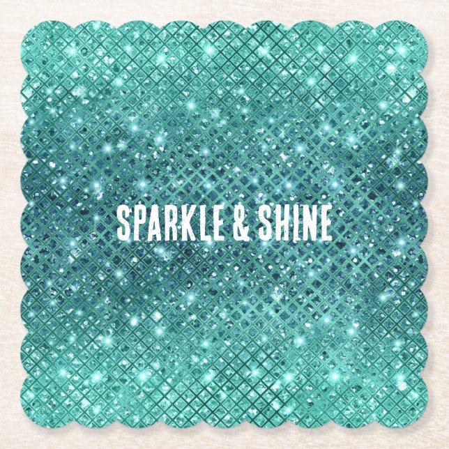 Dessous-de-verre En Papier Éperche verte Turquoise Aqua (Devant)