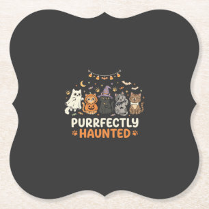 Dessous-de-verre En Papier Équipe de chat hanté Halloween