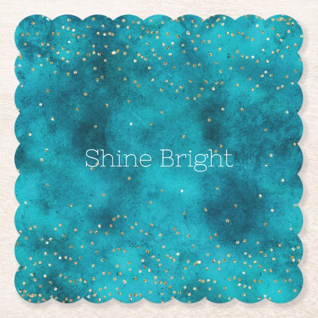 Dessous-de-verre En Papier Étincelle Turquoise Turquoise (Devant)