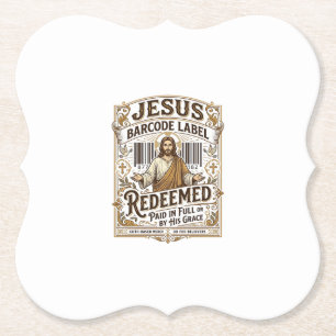 Dessous-de-verre En Papier Étiquette de code-barres Jésus Rédimé Jésus Code-b