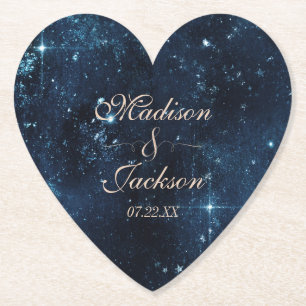 Dessous-de-verre En Papier Étoile de nuit Sky Celestiy Galaxy Mariage Monogra