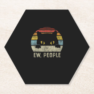 Dessous-de-verre En Papier Ew Personnes Retro Chat Drôle Vintage Anti Social