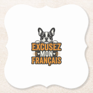 Dessous-de-verre En Papier Excusez Mon Français Bouledogue Français Vintage