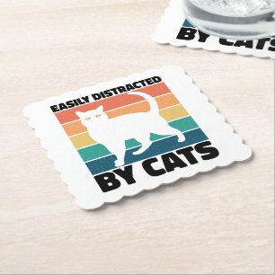 Dessous-de-verre En Papier Facilement distrait par les chats chaton kawaii Dr
