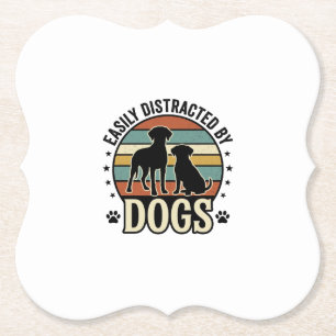 Dessous-de-verre En Papier Facilement distrait par les chiens Design silhouet