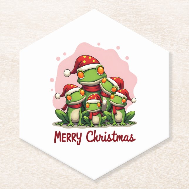 Dessous-de-verre En Papier Family christmas frogs (1) (Devant)