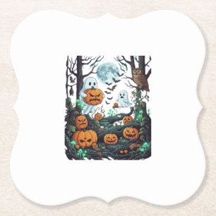 Dessous-de-verre En Papier Fantômes d'Halloween Citrouilles effrayantes Hibou
