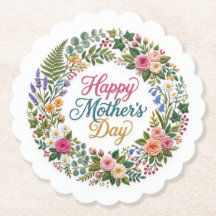 Faux Embroidery Floral Happy Mother's Day