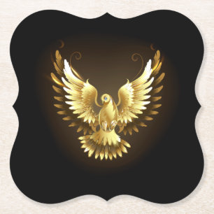 Dessous-de-verre En Papier Faux Gold Foil Peace Dove en noir