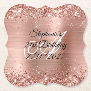 Dessous-de-verre En Papier Faux Rose Gold Parties scintillant et Foil 21e ann