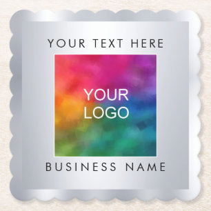 Dessous-de-verre En Papier Faux Silver Metallo Look Custom Ajouter Logo Ici