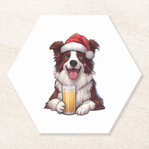 Dessous-de-verre En Papier Festive Furry Grin Border Collie's Christmas Delig