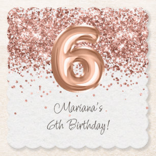 Dessous-de-verre En Papier Fête d'anniversaire 6 ans Rose Gold