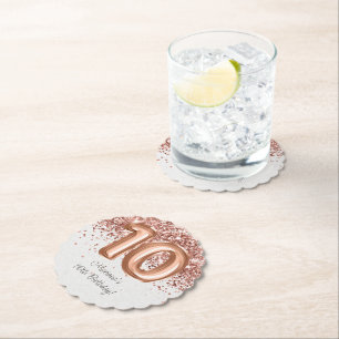 Dessous-de-verre En Papier Fête d'anniversaire de 10 ans Rose Gold