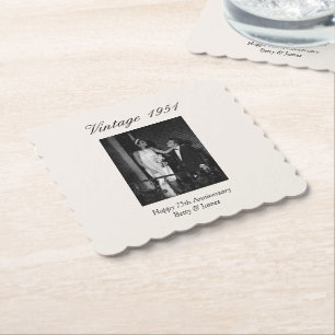 Dessous-de-verre En Papier Fête de 75e anniversaire de mariage photo personna