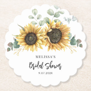 Dessous-de-verre En Papier Fête de mariage avec fleurs de tournesol