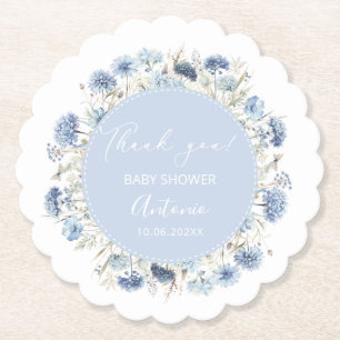 Dessous-de-verre En Papier Fête de naissance fille garçon aquarelle bleue
