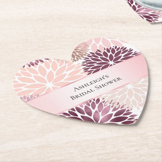 Dessous-de-verre En Papier Fête des mariées florale Chic Rose (Incliné)