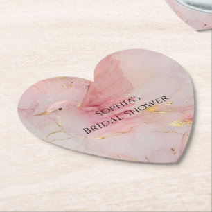 Dessous-de-verre En Papier Fête des mariées Gold Blush Pink Birds